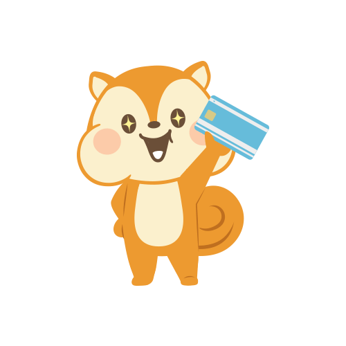 カードを持つモッピーのキャラクター