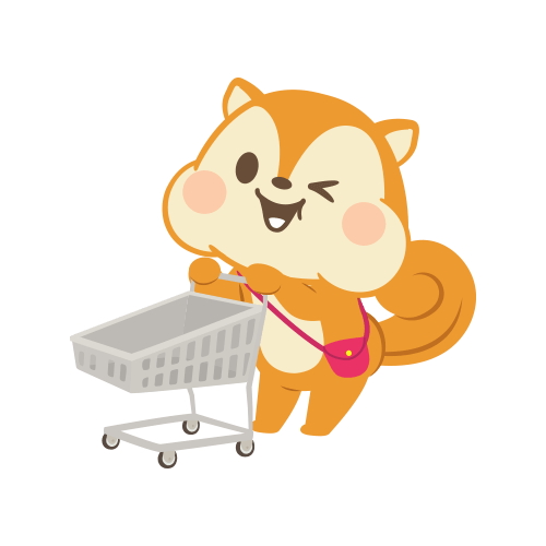 ショッピングカートを押すモッピーのキャラクター