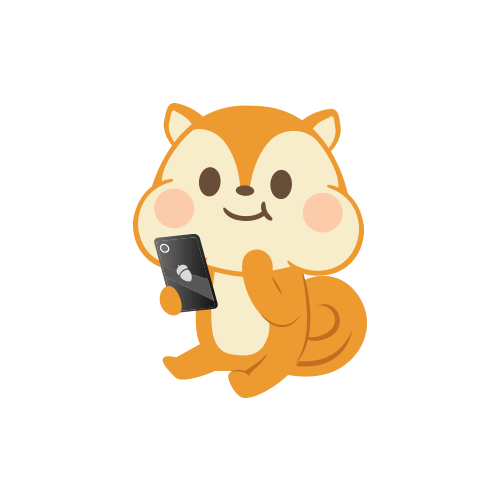 スマートフォンを持つモッピーのキャラクター