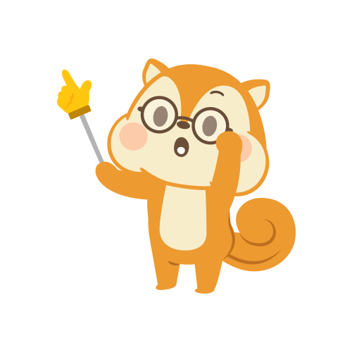 指さしで説明するモッピーのキャラクター